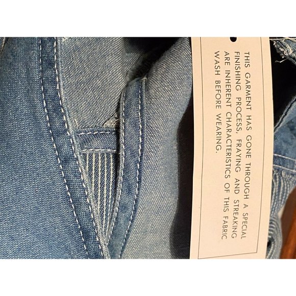 Truly Yours Sport Women’s size 12P NWT Two Tone Denim Button Front Jumper pocket - Picture 10 of 11